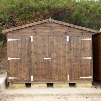 beach hut with storm doors